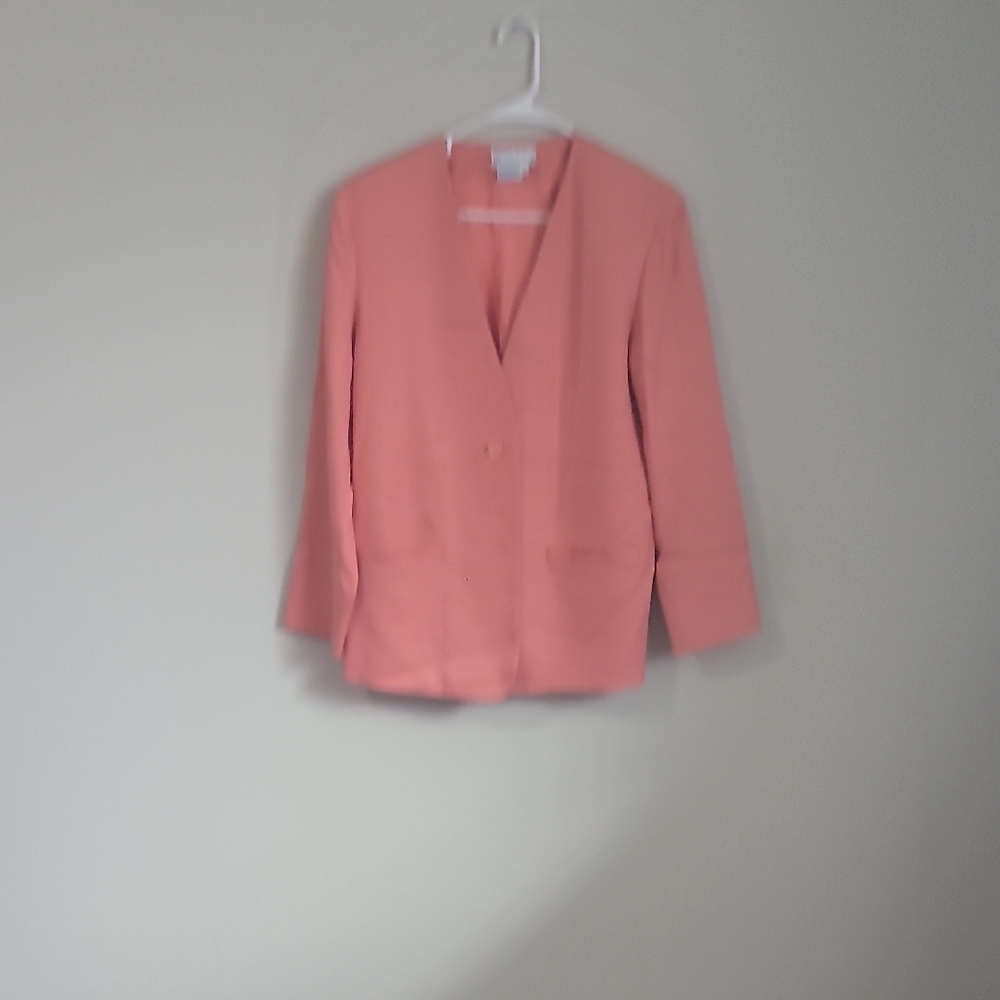 Tailored Coral Open-Front Blazer Jacket